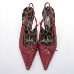 Pre Owned Dolce and Gabbana Red Leather Pointed Toe Slingback Sandals Size 36