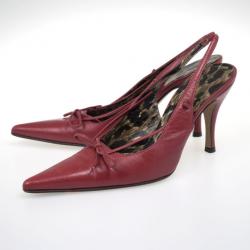 Pre Owned Dolce and Gabbana Red Leather Pointed Toe Slingback Sandals Size 36