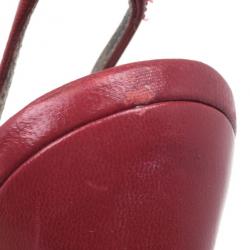 Pre Owned Dolce and Gabbana Red Leather Pointed Toe Slingback Sandals Size 36
