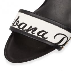 مملوكة مسبقًا Dolce and Gabbana Black & White Leather Slides Size 40