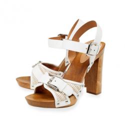 Pre Owned Dolce and Gabbana White Leather Platform Sandals Size 38