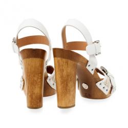 Pre Owned Dolce and Gabbana White Leather Platform Sandals Size 38