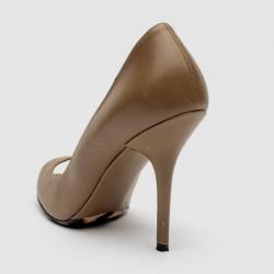 Pre Owned Dolce & Gabbana Brown Leather Peep Toe Pumps Size 38 