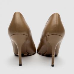 Pre Owned Dolce & Gabbana Brown Leather Peep Toe Pumps Size 38 