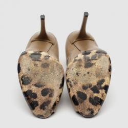 Pre Owned Dolce & Gabbana Brown Leather Peep Toe Pumps Size 38 