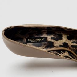 Pre Owned Dolce & Gabbana Brown Leather Peep Toe Pumps Size 38 