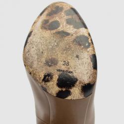 Pre Owned Dolce & Gabbana Brown Leather Peep Toe Pumps Size 38 