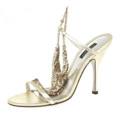 Dolce and Gabbana Gold Strappy Sandals Size 39