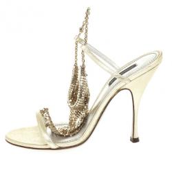 Dolce and Gabbana Gold Strappy Sandals Size 39