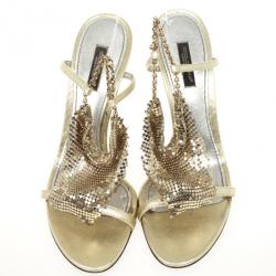 مملوكة مسبقًا Dolce and Gabbana Gold Strappy Sandals Size 39