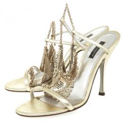 مملوكة مسبقًا Dolce and Gabbana Gold Strappy Sandals Size 39