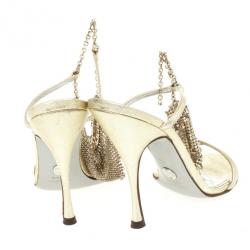 مملوكة مسبقًا Dolce and Gabbana Gold Strappy Sandals Size 39