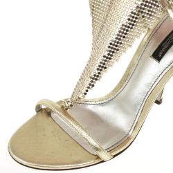 مملوكة مسبقًا Dolce and Gabbana Gold Strappy Sandals Size 39