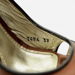 مملوكة مسبقًا Dolce and Gabbana Brown Python Embossed Leather Peep Toe Slingback Sandals Size 37