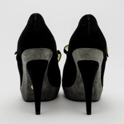 مملوكة مسبقًا Dolce and Gabbana Black Suede Mary Jane Buckle Platform Pumps Size 39