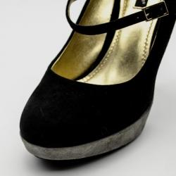 مملوكة مسبقًا Dolce and Gabbana Black Suede Mary Jane Buckle Platform Pumps Size 39