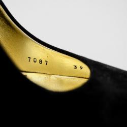 مملوكة مسبقًا Dolce and Gabbana Black Suede Mary Jane Buckle Platform Pumps Size 39