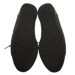 Pre Owned Dolce and Gabbana Black Leather Logo Plaque Sneakers Size 37.5