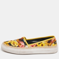 Multicolor Canvas And Leather Slip On Sneakers