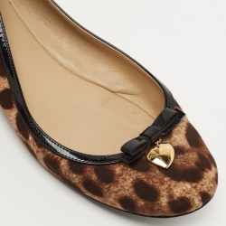 مملوكة مسبقًا Dolce & Gabbana Brown/Black Leopard Print Coated Canvas and Patent Ballet Flats Size 40