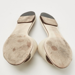 Pre Owned Dolce & Gabbana Beige Leather DG Millennials Flat Slides Size 38