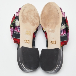 Dolce & Gabbana Multicolor Floral Print Fabric Embellished Slide Sandals Size 38