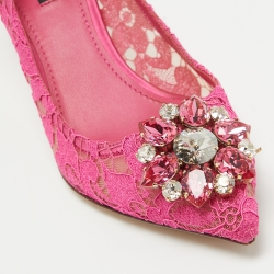 Pre Owned Dolce & Gabbana Fuchsia Pink Lace Bellucci Pumps Size 39
