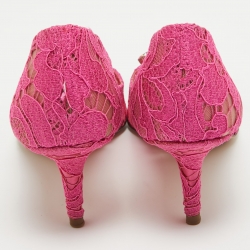 Pre Owned Dolce & Gabbana Fuchsia Pink Lace Bellucci Pumps Size 39