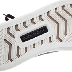 Pre Owned Dolce and Gabbana Black Leather Logo Plaque Sneakers Size 39