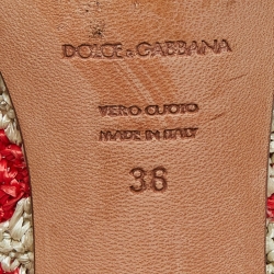 Pre Owned Dolce & Gabbana Multicolor Woven Raffia Pumps Size 36