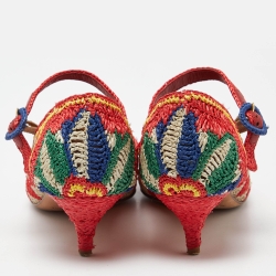 Pre Owned Dolce & Gabbana Multicolor Woven Raffia Pumps Size 36