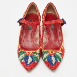Pre Owned Dolce & Gabbana Multicolor Woven Raffia Pumps Size 36
