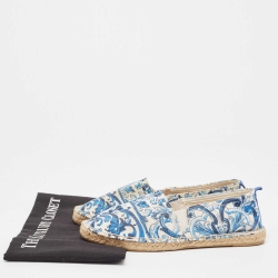 Pre Owned Dolce & Gabbana Blue/White Maiolica Print Canvas Slip On Espadrilles Size 38