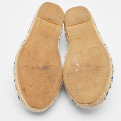 Pre Owned Dolce & Gabbana Blue/White Maiolica Print Canvas Slip On Espadrilles Size 38