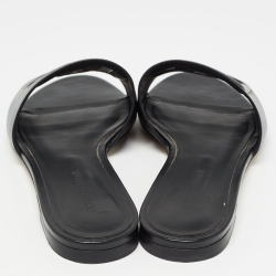 Pre Owned Dolce & Gabbana Black Leather DG Millennials Flat Slides Size 38
