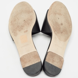 Pre Owned Dolce & Gabbana Black Leather DG Millennials Flat Slides Size 38