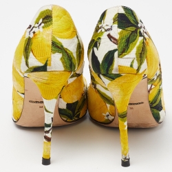 Pre Owned Dolce & Gabbana Multicolor Floral Print Brocade Fabric Crystal Embellished Pumps Size 35