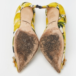 Pre Owned Dolce & Gabbana Multicolor Floral Print Brocade Fabric Crystal Embellished Pumps Size 35