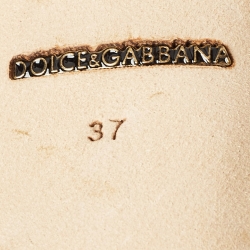Pre Owned Dolce & Gabbana Gold Satin Crystal Embellished Ankle Strap Sandals Size 37