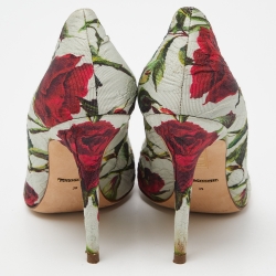Pre Owned Dolce & Gabbana Multicolor Floral Print Leather Crystal Embellished Pumps Size 39
