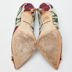 Pre Owned Dolce & Gabbana Multicolor Floral Print Leather Crystal Embellished Pumps Size 39