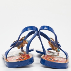 Pre Owned Dolce & Gabbana Multicolor Rubber Crystal Embellished Thong Strap Flat Sandals Size 39