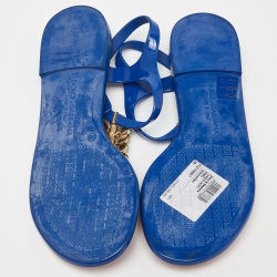 Pre Owned Dolce & Gabbana Multicolor Rubber Crystal Embellished Thong Strap Flat Sandals Size 39