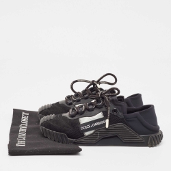 Pre Owned Dolce & Gabbana Black Mesh and Neoprene NS1 Sneakers Size 39.5