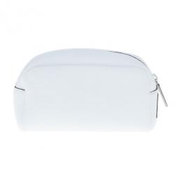 Pre Owned Dolce and Gabbana White Pebbled Leather Cosmetics Case