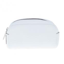 Pre Owned Dolce and Gabbana White Pebbled Leather Cosmetics Case
