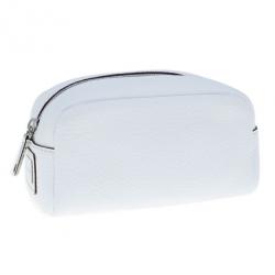 Pre Owned Dolce and Gabbana White Pebbled Leather Cosmetics Case