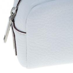 Pre Owned Dolce and Gabbana White Pebbled Leather Cosmetics Case