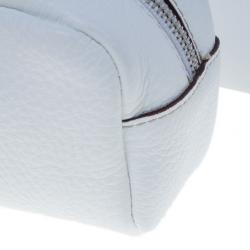 Pre Owned Dolce and Gabbana White Pebbled Leather Cosmetics Case