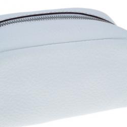 Pre Owned Dolce and Gabbana White Pebbled Leather Cosmetics Case